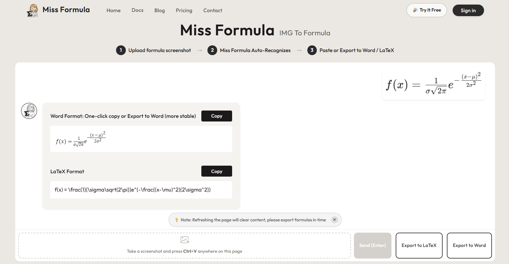 Miss Formula - Image to Word Equations & LaTeX