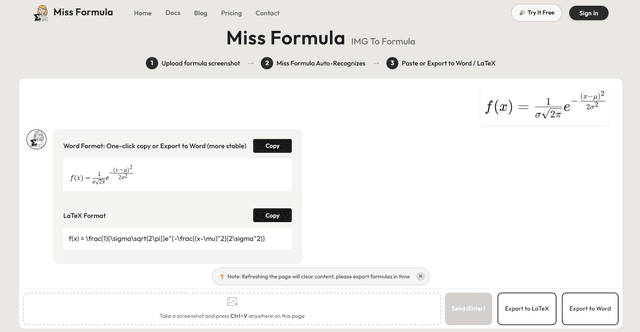 Miss Formula - Image to Word Equations & LaTeX Image of Miss Formula - Image to Word Equations & LaTeX