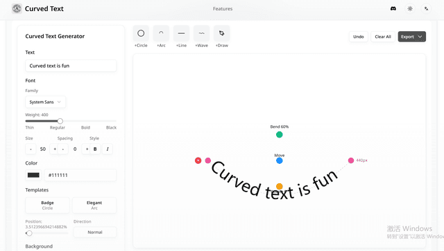 Curved Text Image of Curved Text
