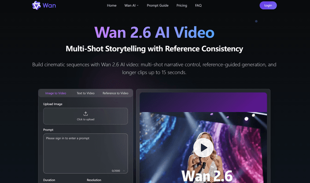 Wan 2.6 ai video generator Image of Wan 2.6 ai video generator