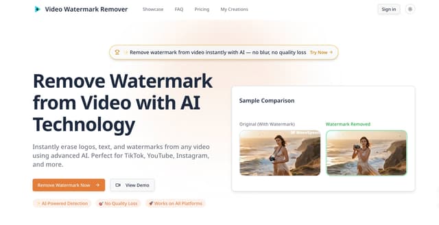 Remove Watermark from Video Online - AI Video Watermark Remover Image of Remove Watermark from Video Online - AI Video Watermark Remover