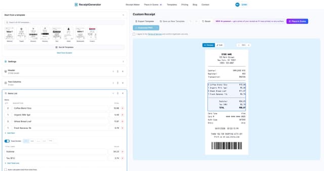 Receipt Generator Image of Receipt Generator