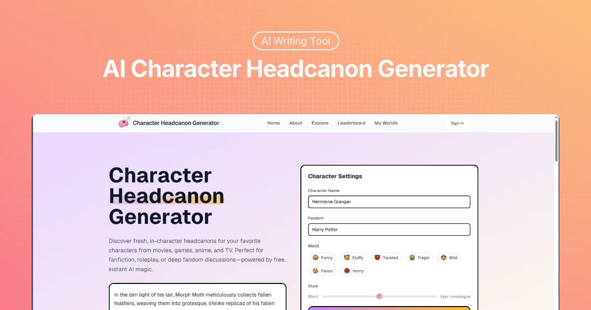 Character Headcanon Generator
