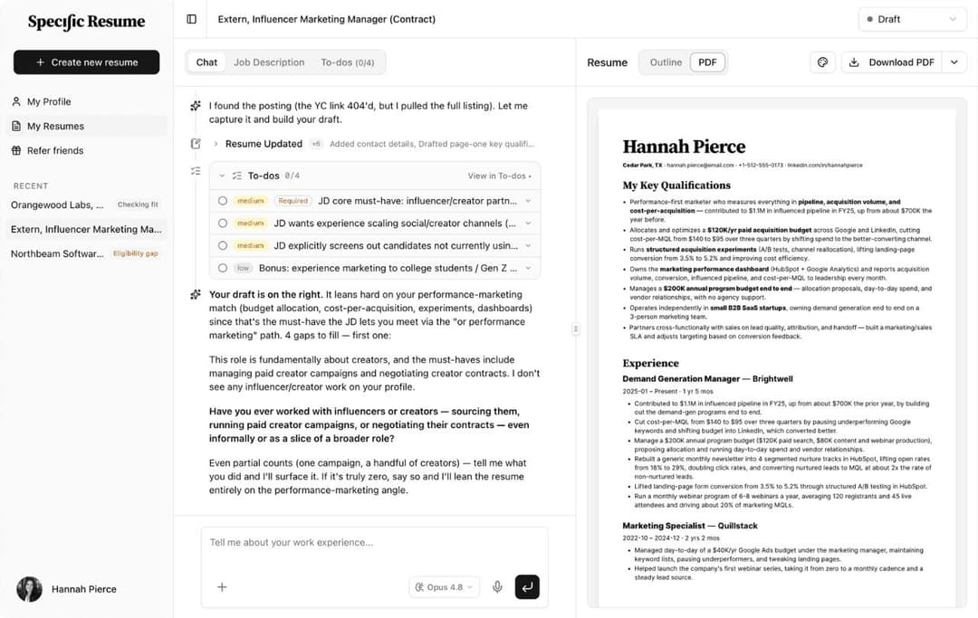 Specific Resume