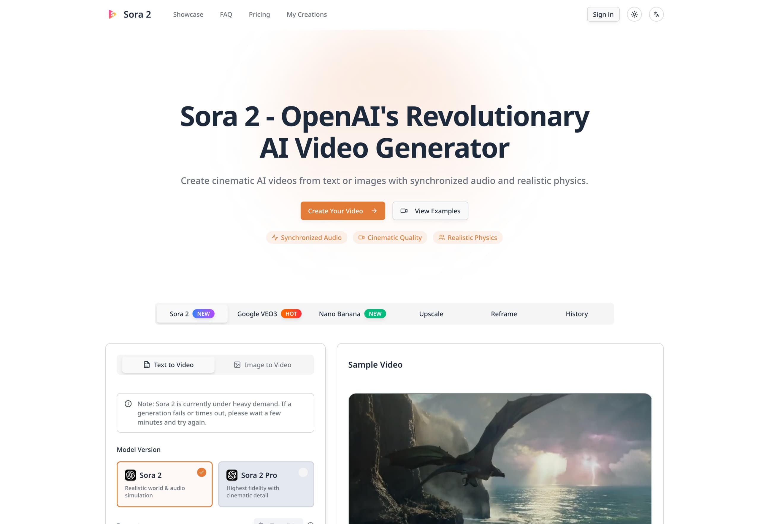 Sora 2 - Cinematic AI Video Generator with Audio