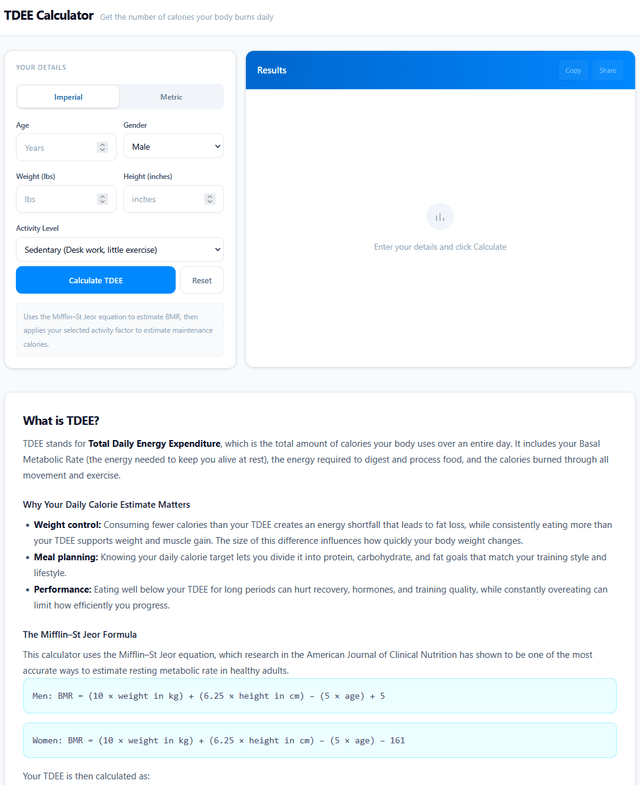 TDEE Calculator Image of TDEE Calculator