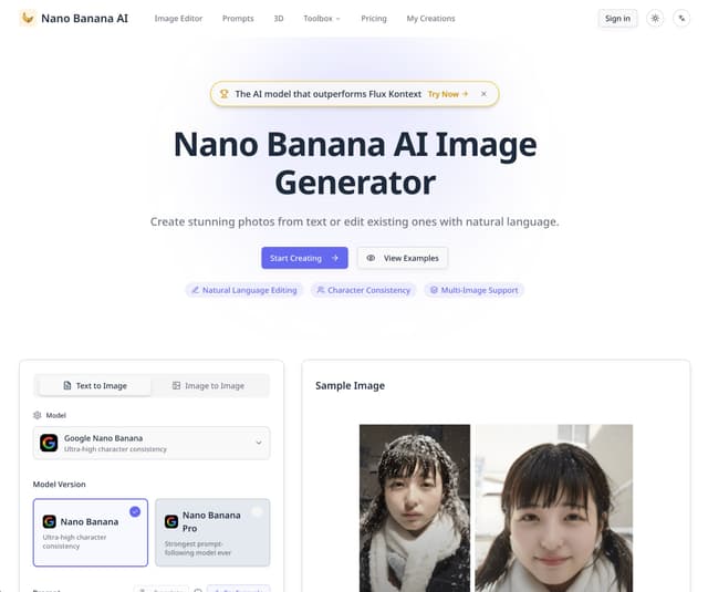 Nano Banana AI — AI Image Generator & Editor Image of Nano Banana AI — AI Image Generator & Editor