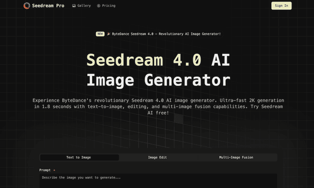 Seedream Pro - AI Image Generator by ByteDance Image of Seedream Pro - AI Image Generator by ByteDance