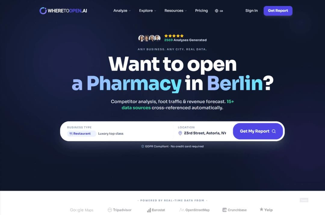 WhereToOpen.ai - AI-powered retail site selection