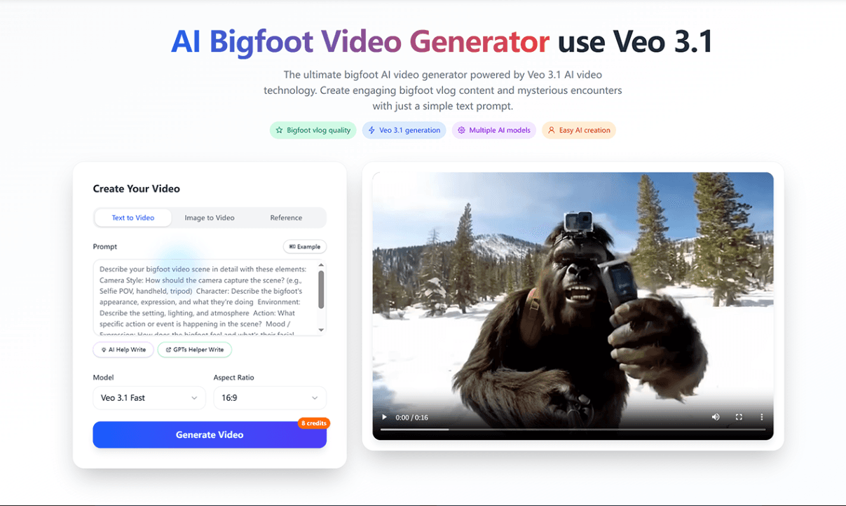 AI Bigfoot Video Generator