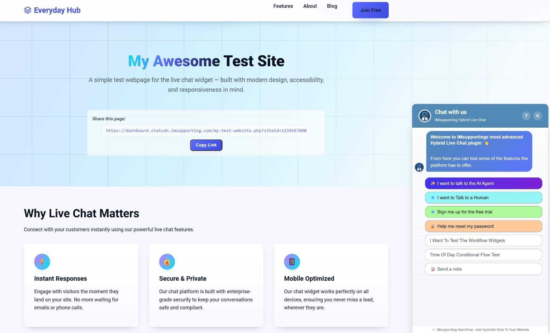 IMsupporting Hybrid Live Chat