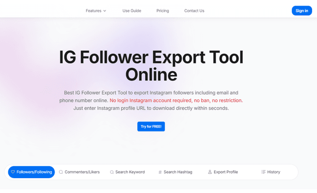 IG Follower Export Tool Image of IG Follower Export Tool
