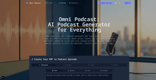 Omni Podcast: AI Podcast Generator Image of Omni Podcast: AI Podcast Generator