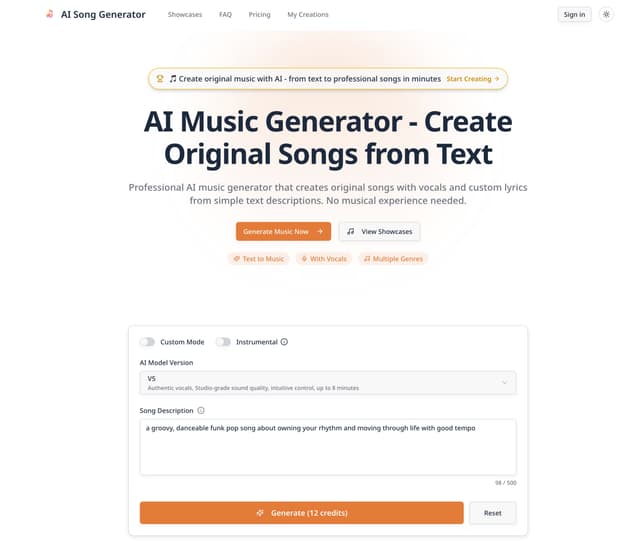 AI Music Generator - Create Songs from Text with AI Image of AI Music Generator - Create Songs from Text with AI