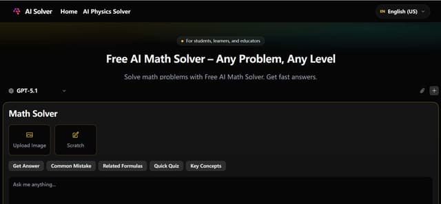 Free AI Math Solver – Any Problem, Any Level Image of Free AI Math Solver – Any Problem, Any Level