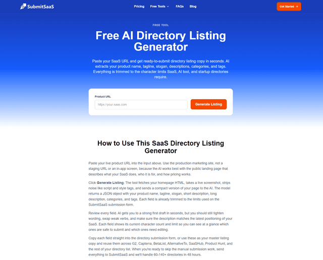 Free AI Directory Listing Generator Image of Free AI Directory Listing Generator