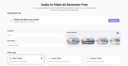 Image for Audio to video AI generator