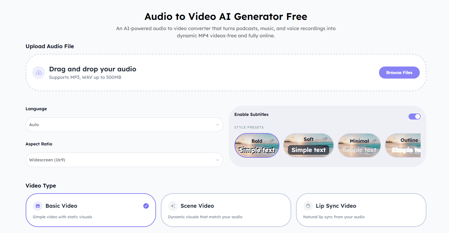 Audio to video AI generator